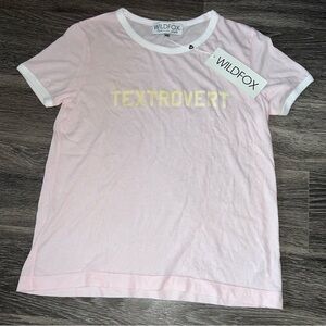 NWT Wildfox Light Pink and White Textrovert Tee XS
